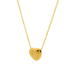 Small Puffed Heart Necklace in 14K Yellow Gold - Sable Gold