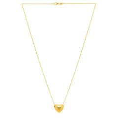 Small Puffed Heart Necklace in 14K Yellow Gold - Sable Gold