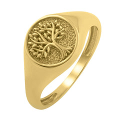 Tree of Life Signet Ring in 14K Yellow Gold (2.40 mm) - Sable Gold