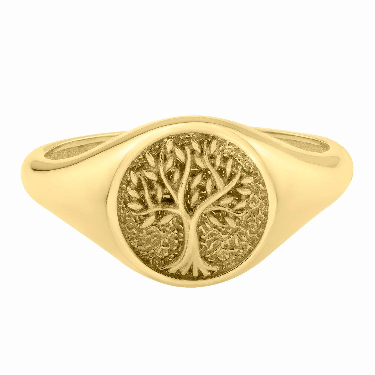 Tree of Life Signet Ring in 14K Yellow Gold (2.40 mm) - Sable Gold