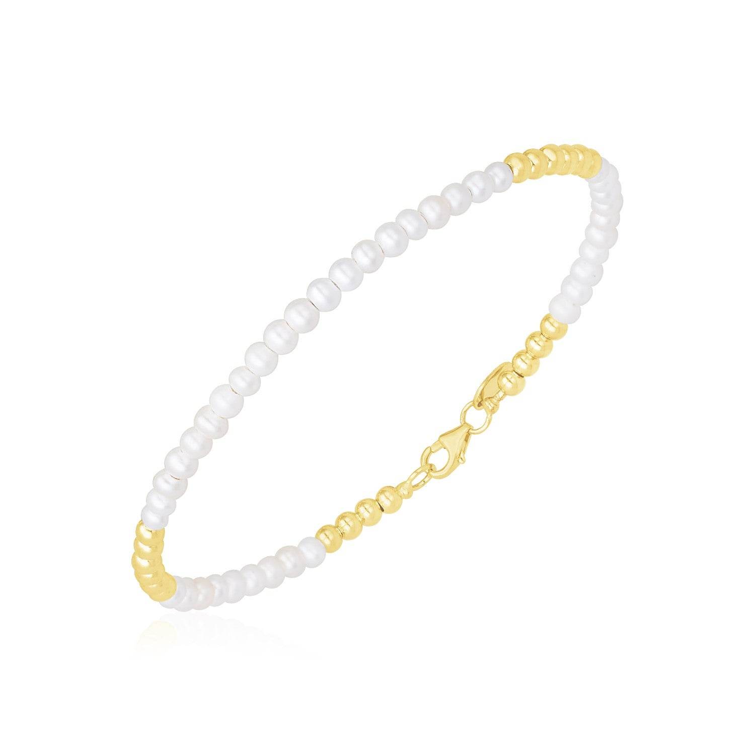 14k Yellow Gold High Polish Freshwater Pearl Pallina Bead Bracelet (2.00 mm) - Sable Gold