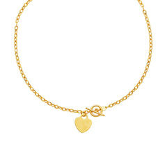 Toggle Necklace with Heart Charm in 14k Yellow Gold - Sable Gold