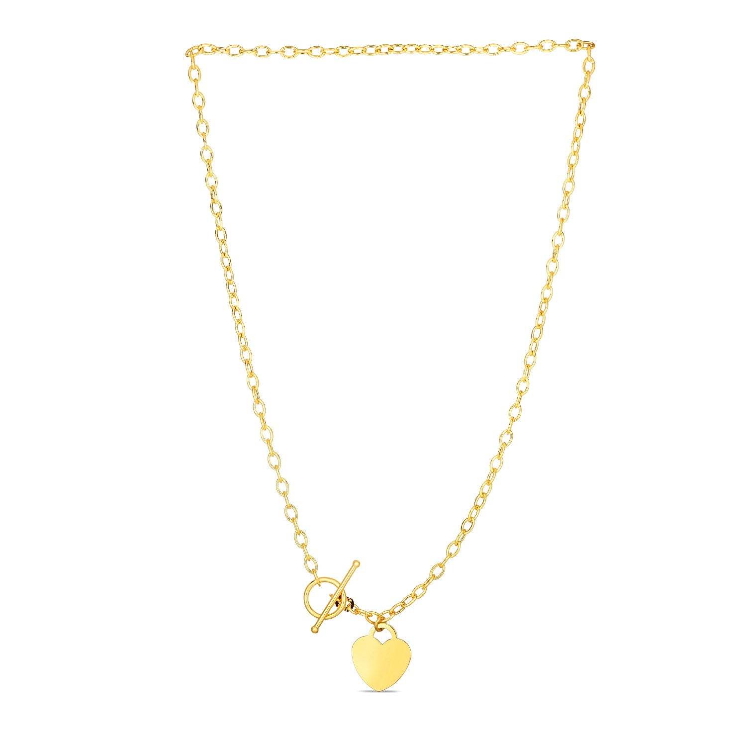 Toggle Necklace with Heart Charm in 14k Yellow Gold - Sable Gold