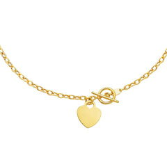 Toggle Necklace with Heart Charm in 14k Yellow Gold - Sable Gold