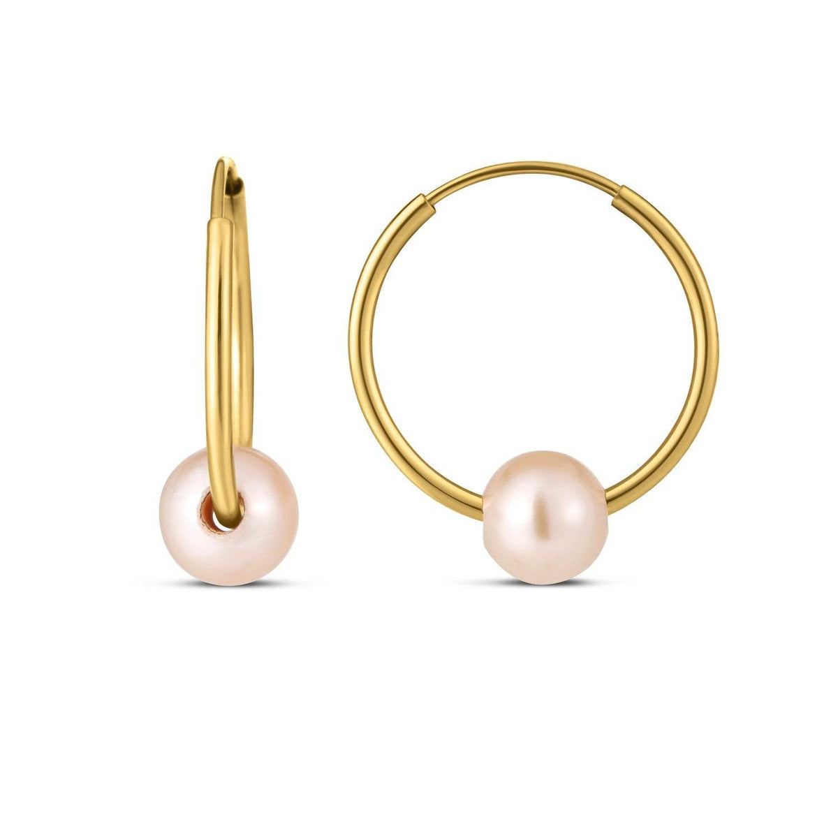 14k Yellow Gold Round Endless Pearl Earring(1x14mm) - Sable Gold