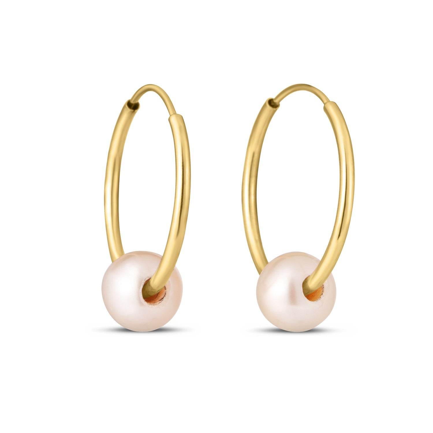 14k Yellow Gold Round Endless Pearl Earring(1x14mm) - Sable Gold