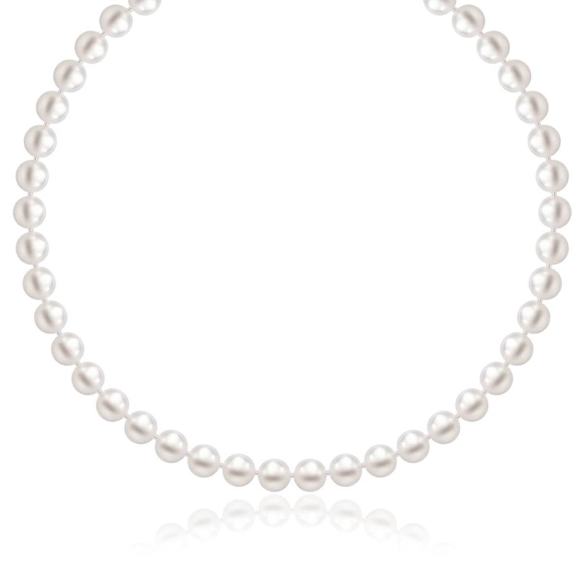 14k Yellow Gold Necklace with White Freshwater Cultured Pearls (6.0mm to 6.5mm) - Sable Gold