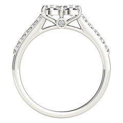 14k White Gold Round Two Stone Diamond Ring (3/4 cttw) - Sable Gold