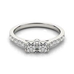 14k White Gold Round Two Stone Diamond Ring (3/4 cttw) - Sable Gold