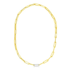 14k Yellow Gold Paperclip Chain Necklace with Diamond Link - Sable Gold