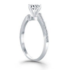 14k White Gold Open Shank Bypass Diamond Engagement Ring - Sable Gold