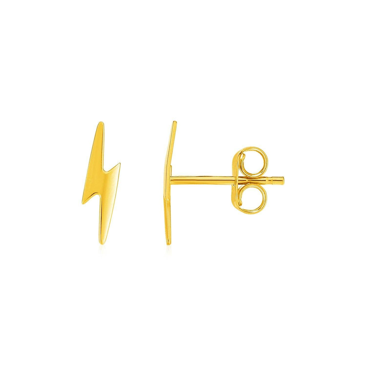 14k Yellow Gold Post Earrings with Lightning Bolts - Sable Gold