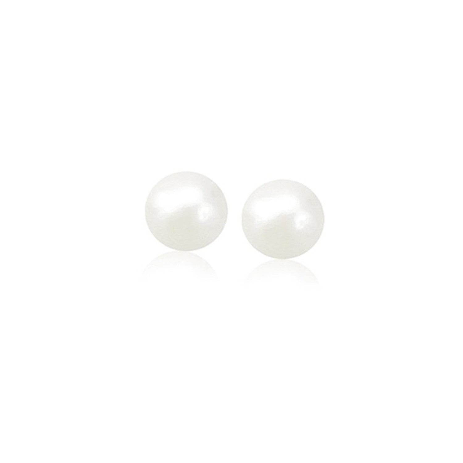 14k Yellow Gold Freshwater Cultured White Pearl Stud Earrings (6mm) - Sable Gold