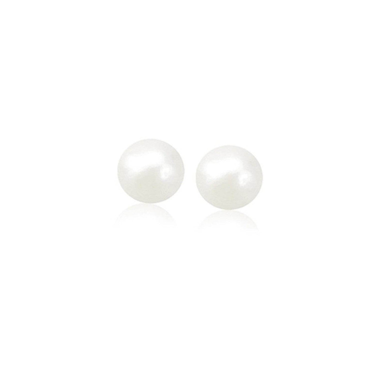 14k Yellow Gold Freshwater Cultured White Pearl Stud Earrings (6mm) - Sable Gold