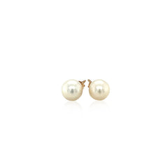 14k Yellow Gold Freshwater Cultured White Pearl Stud Earrings (6mm) - Sable Gold