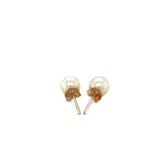 14k Yellow Gold Freshwater Cultured White Pearl Stud Earrings (6mm) - Sable Gold