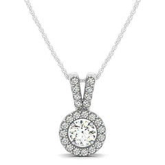 Round Pendant with Split Bail and Diamond Halo in 14k White Gold (3/4 cttw) - Sable Gold