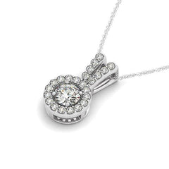 Round Pendant with Split Bail and Diamond Halo in 14k White Gold (3/4 cttw) - Sable Gold