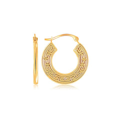 10k Yellow Gold Greek Key Small Hoop Earrings - Sable Gold