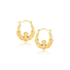 10k Yellow Gold Claddagh Hoop Earrings - Sable Gold