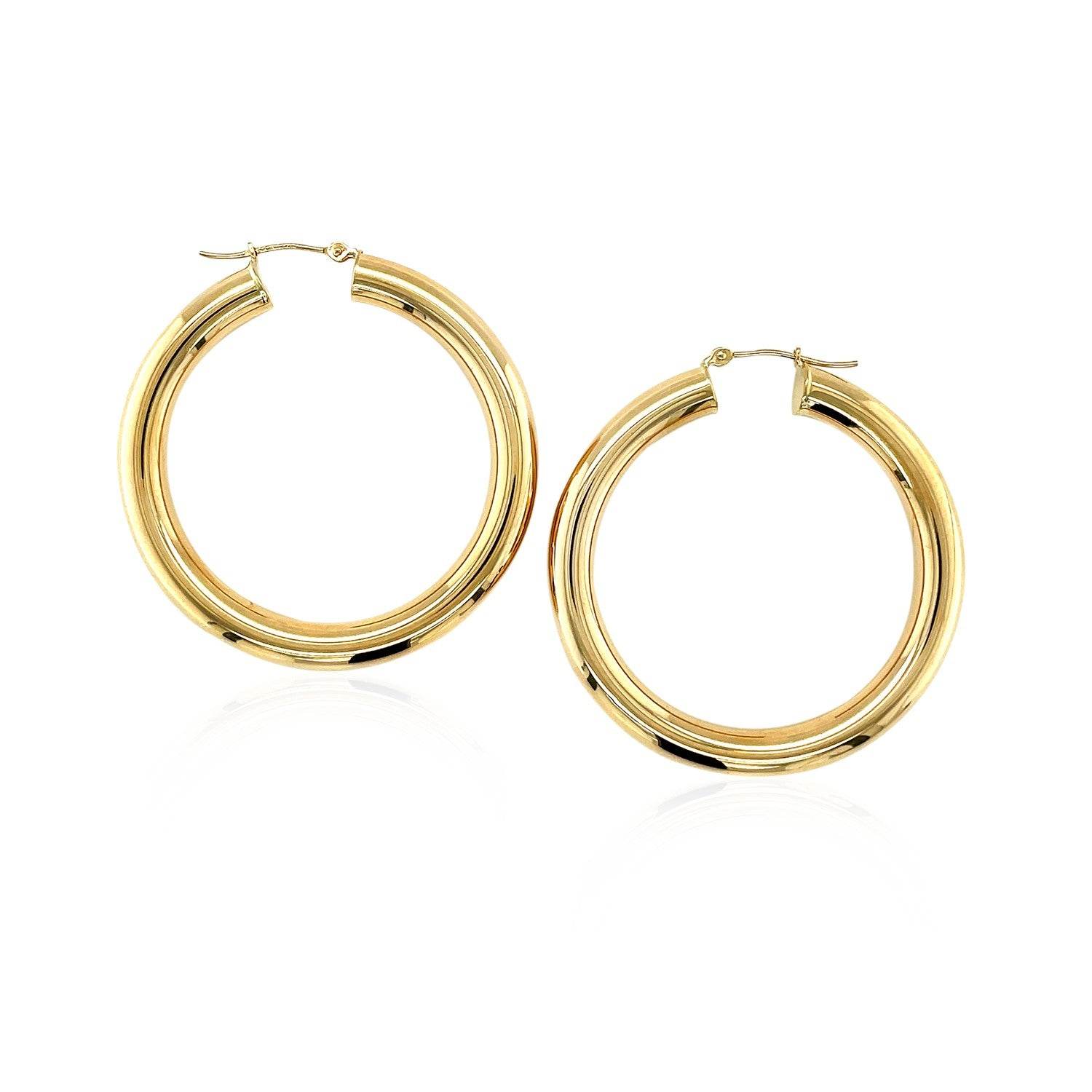 14k Yellow Gold Polished Hoop Earrings (5x40mm) - Sable Gold