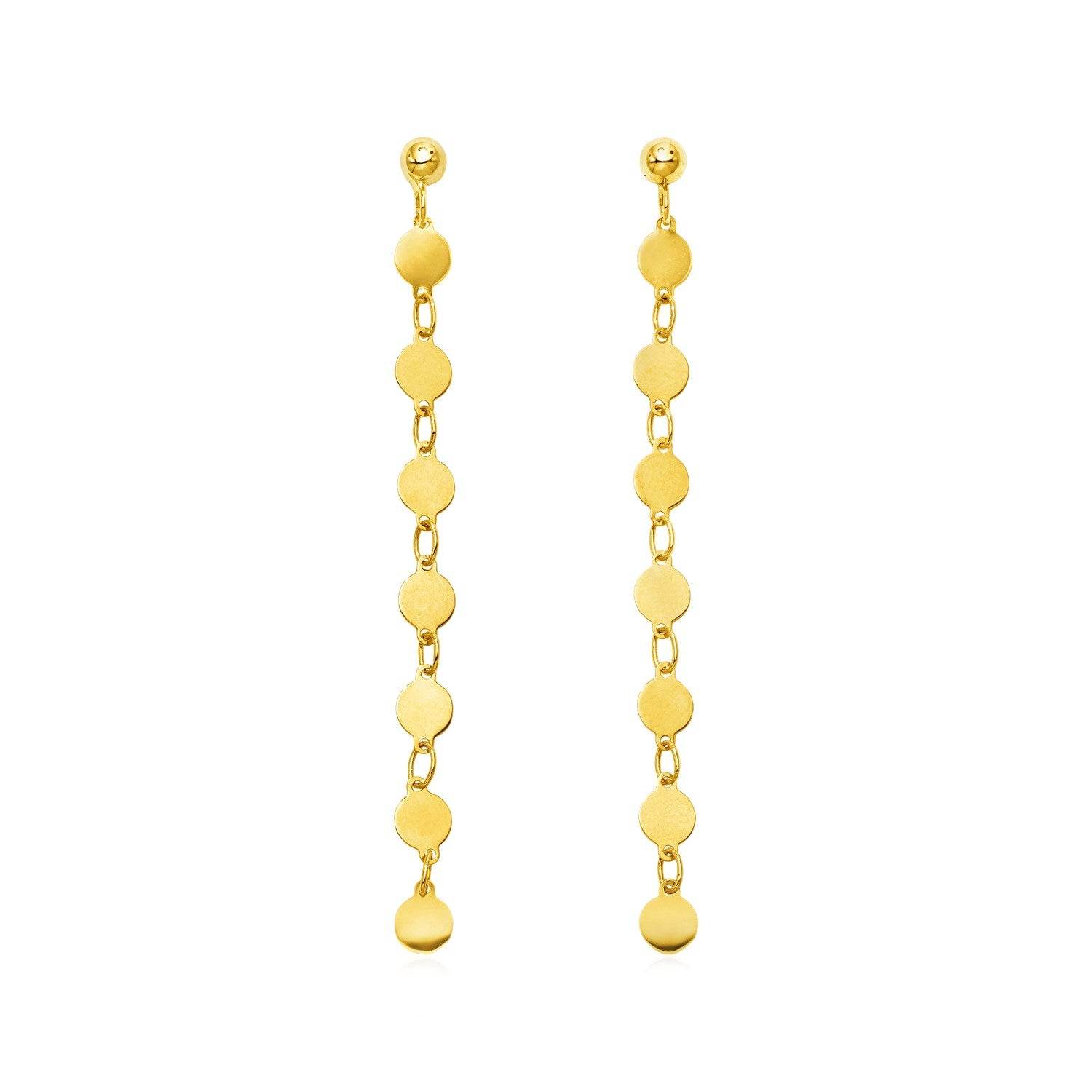 14k Yellow Gold Post Dangle Earrings with Polished Circles - Sable Gold