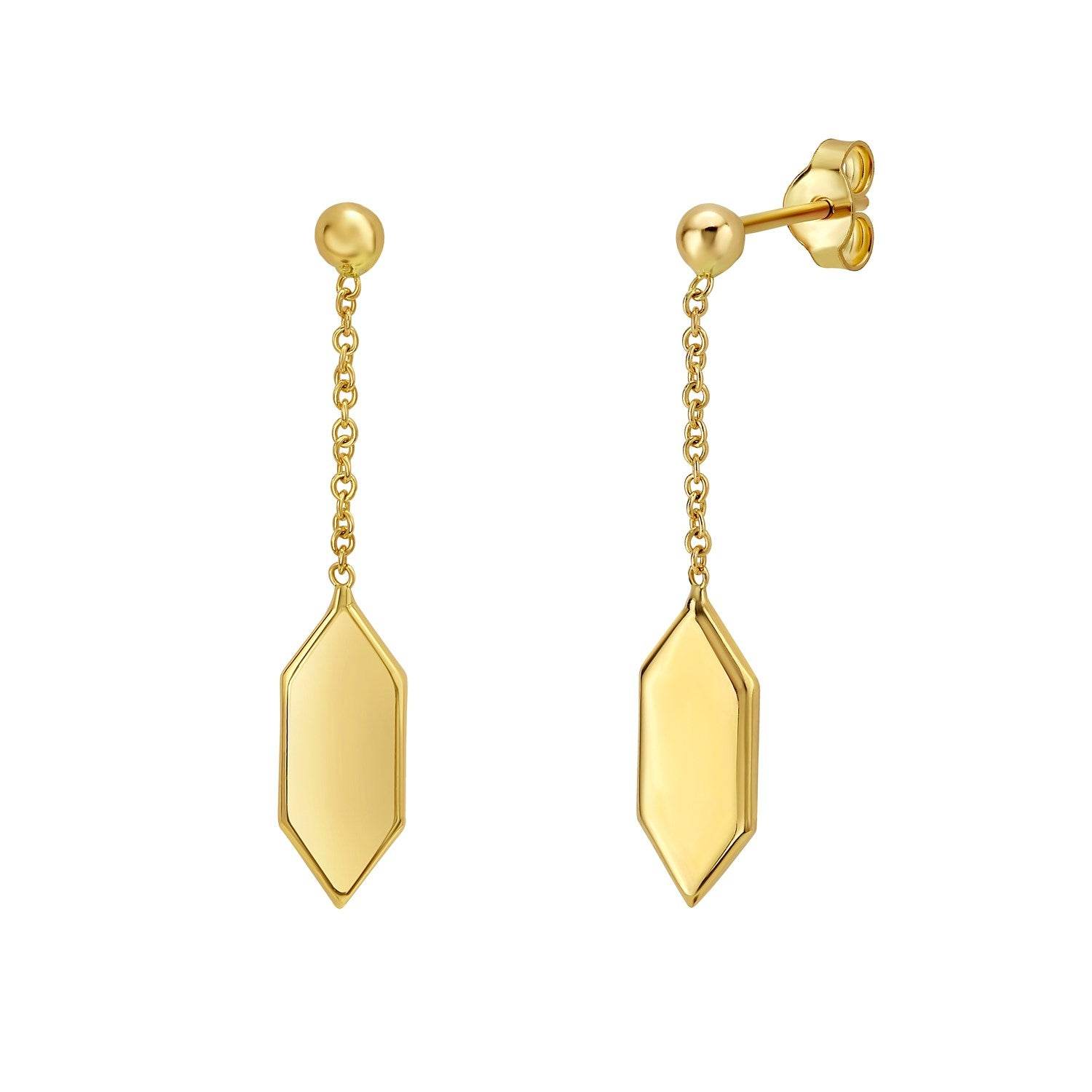 Hexagon Drop Earrings in 14K Yellow Gold - Sable Gold