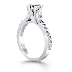 14k White Gold Curved Shank Engagement Ring with Pave Diamonds - Sable Gold