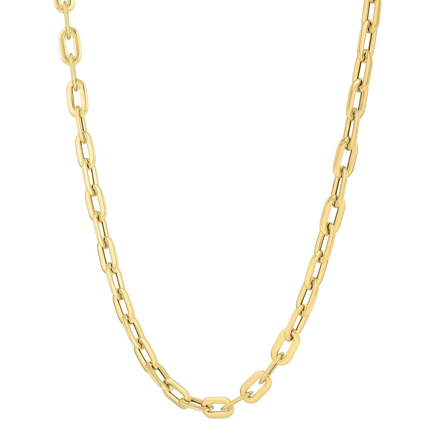 14k Yellow Gold Oval Domed Paperclip Chain Necklace (5.30 mm) - Sable Gold