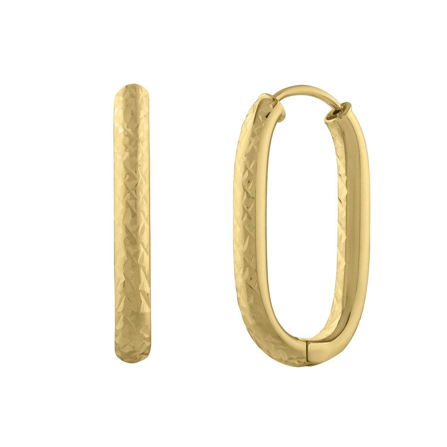 Endless Engraved Paperclip Hoop Earrings in 14K Yellow Gold - Sable Gold