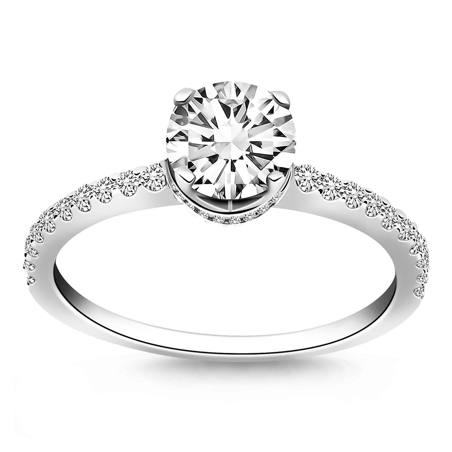 14k White Gold Diamond Collar Engagement Ring - Sable Gold