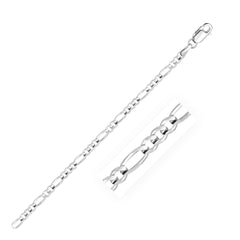 14k White Gold Solid Figaro Chain (3.00 mm) - Sable Gold