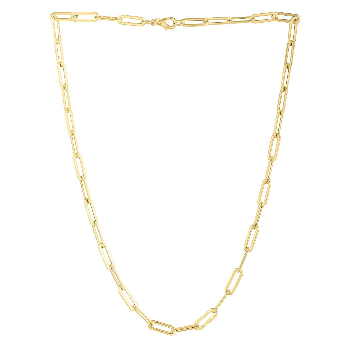 14k Yellow Gold Long Domed Paperclip Chain Necklace (4.80 mm) - Sable Gold