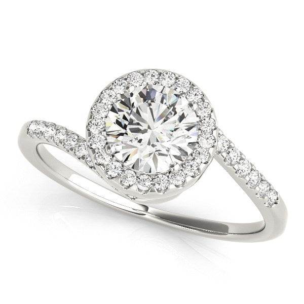 14k White Gold Halo Design Bypass Round Diamond Engagement Ring (5/8 cttw) - Sable Gold