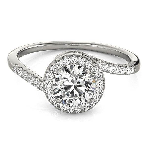 14k White Gold Halo Design Bypass Round Diamond Engagement Ring (5/8 cttw) - Sable Gold