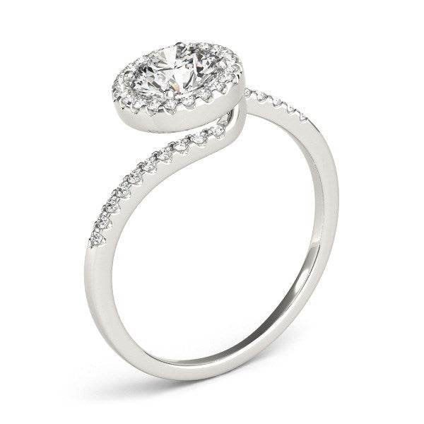 14k White Gold Halo Design Bypass Round Diamond Engagement Ring (5/8 cttw) - Sable Gold