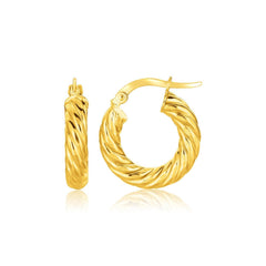 14k Yellow Gold Twisted Cable Small Hoop Earrings(4x17.6mm) - Sable Gold