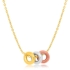 14k Tri-Color Gold Chain Necklace with Three Open Circle Accents - Sable Gold