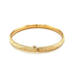 14k Yellow Gold Diamond Cut Design Dome Motif Childrens Bangle (5.50 mm) - Sable Gold