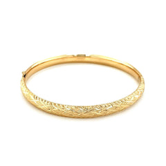 14k Yellow Gold Diamond Cut Design Dome Motif Childrens Bangle (5.50 mm) - Sable Gold