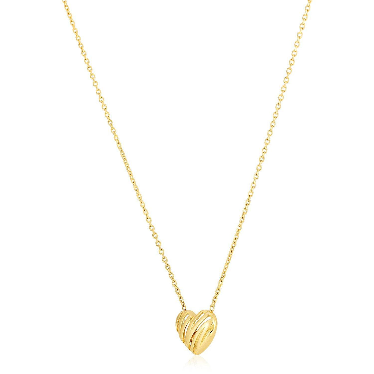 14k Yellow Gold High Polish Scribbles Heart Necklace - Sable Gold