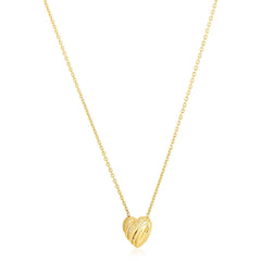 14k Yellow Gold High Polish Scribbles Heart Necklace - Sable Gold