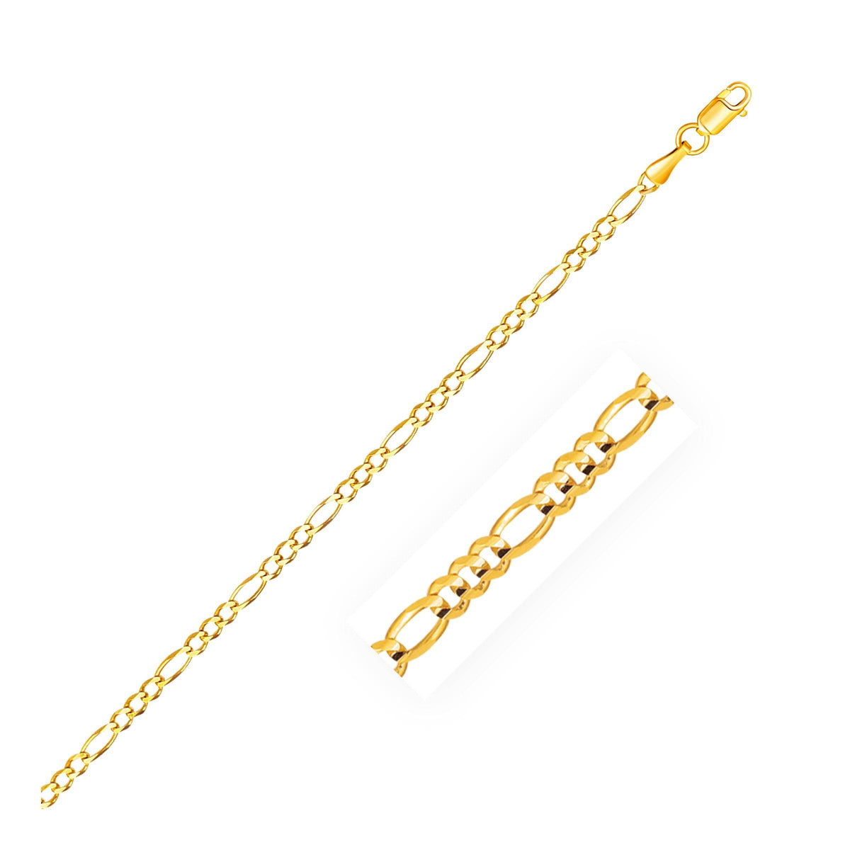 2.8mm 14k Yellow Gold Figaro Anklet - Sable Gold