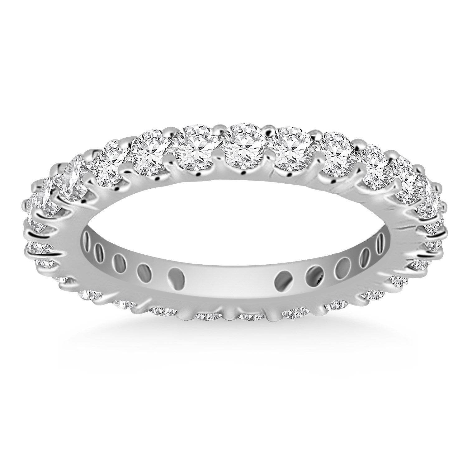 14k White Gold Common Prong Round Diamond Eternity Ring - Sable Gold