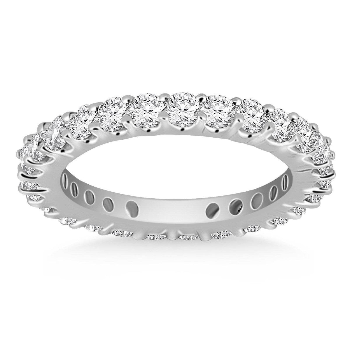 14k White Gold Common Prong Round Diamond Eternity Ring - Sable Gold