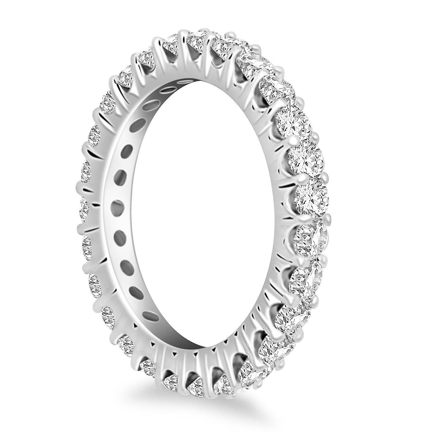 14k White Gold Common Prong Round Diamond Eternity Ring - Sable Gold