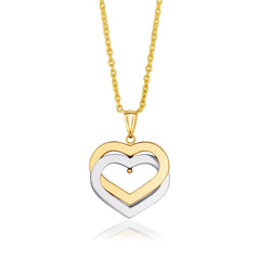 14k Two-Tone Gold Intertwined Hearts Pendant - Sable Gold