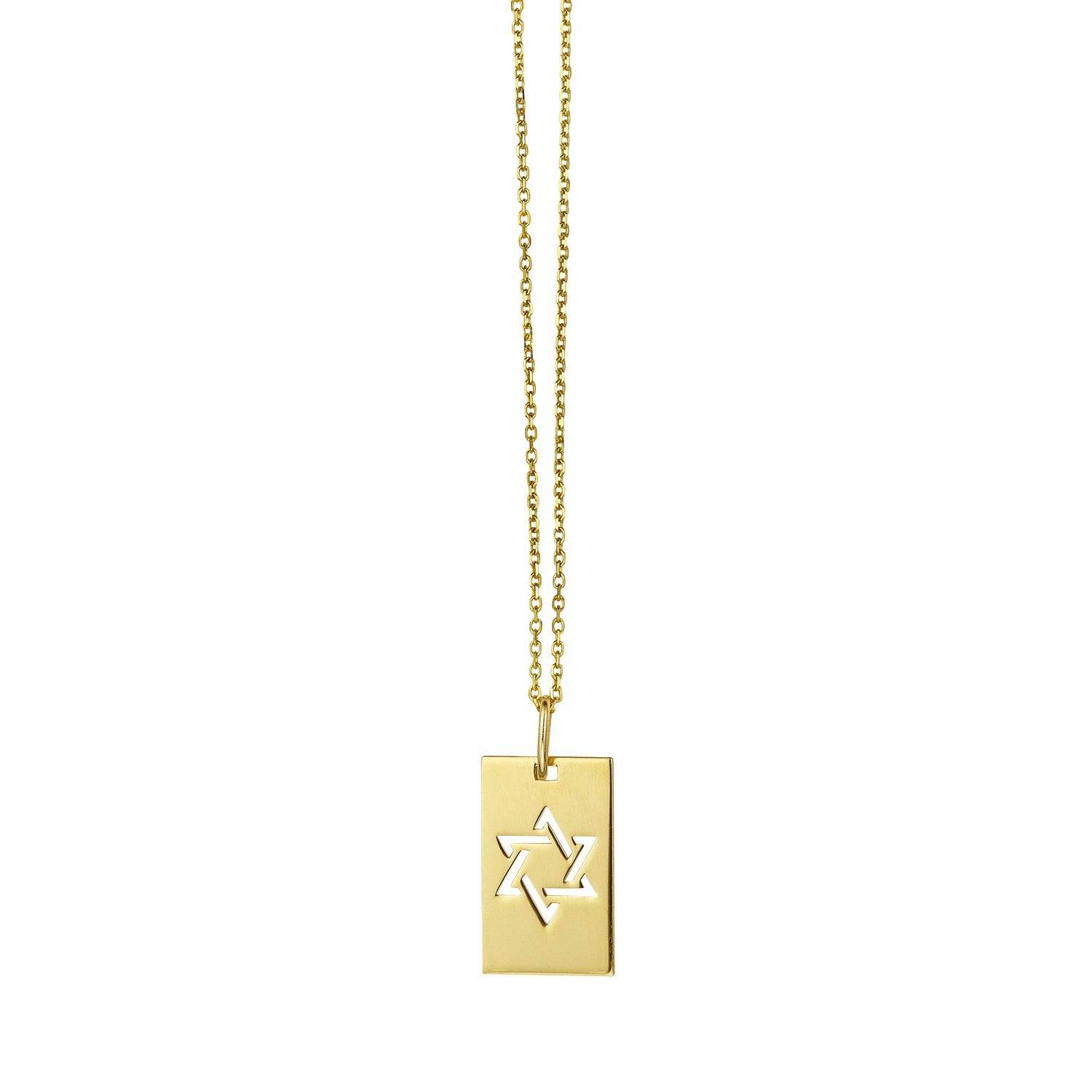 Star of David Tag Pendant Necklace in 14K Yellow Gold - Sable Gold