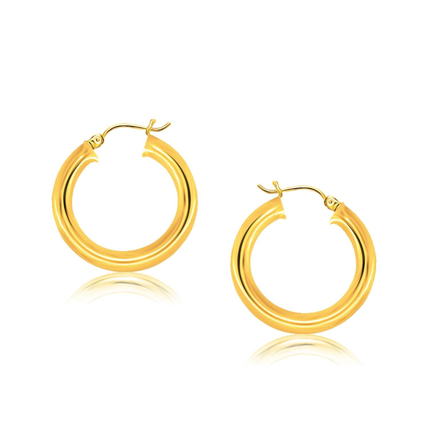 14k Yellow Gold Polished Hoop Earrings (5x30 mm) - Sable Gold