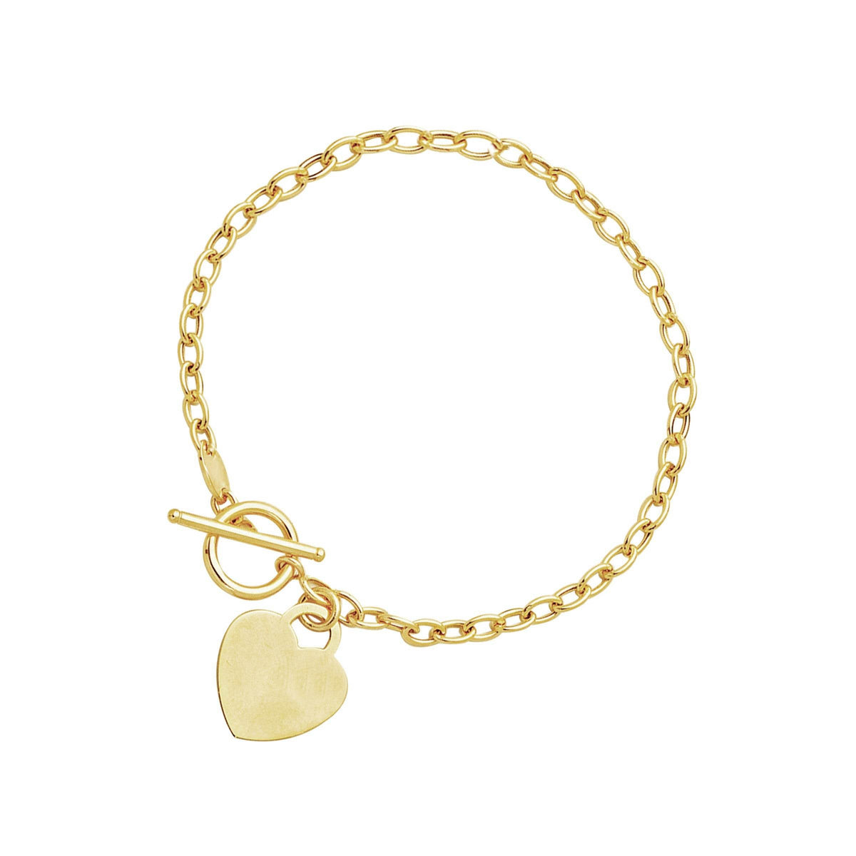 Toggle Bracelet with Heart Charm in 14k Yellow Gold (4.80 mm) - Sable Gold